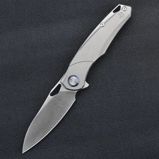 Kunwu Knives Zen Framelock Folding Knife 3.38" Elmax Steel Blade Titanium Handle