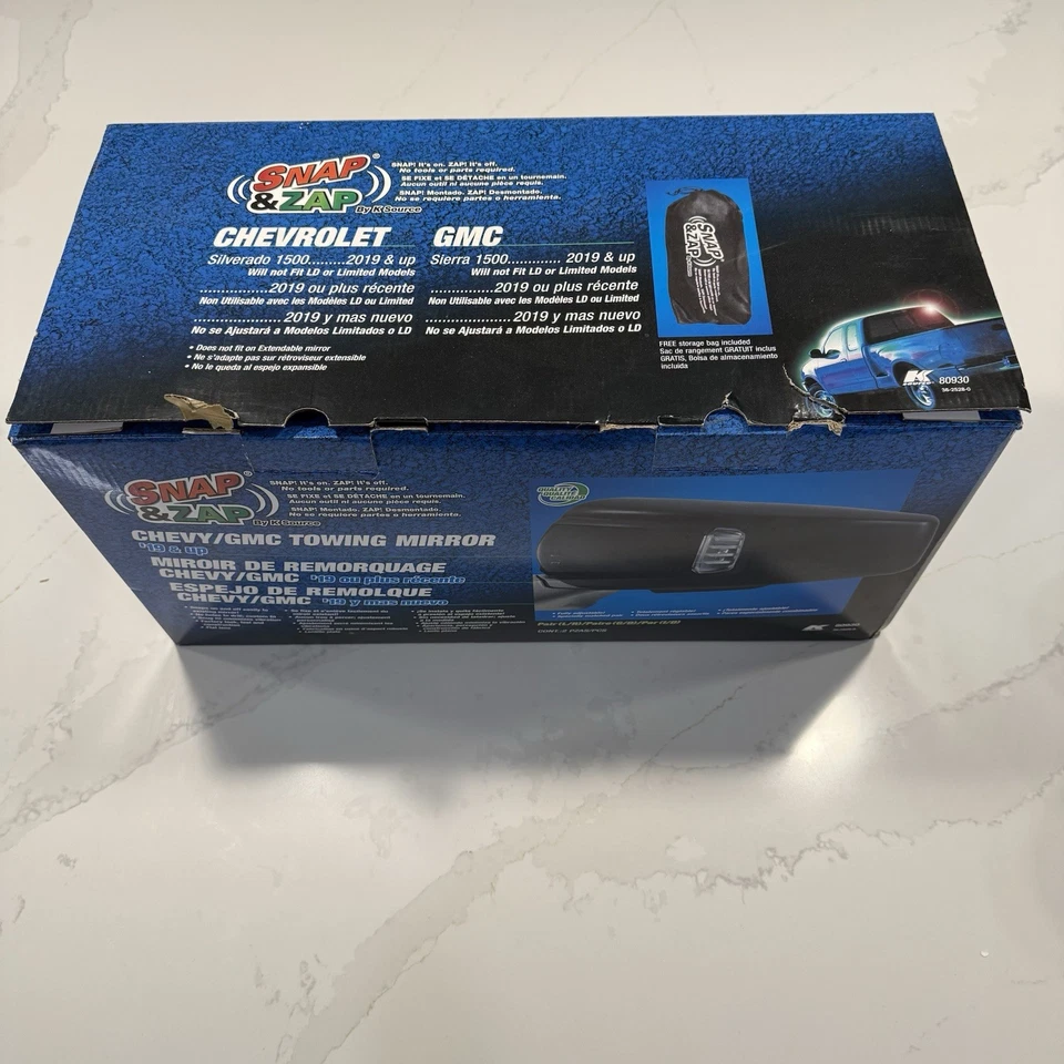 Snap & Zap Clip On Set Towing Mirror For 2019-21 Chevy Silverado/GMC Sierra 1500 - Image 4 of 4