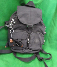 Kipling Lovebug Small Backpack Black Travel Bag With Monkey Keychain Nylon