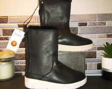 Cat Jack Snow Boots Girls Size 3 Black Faux Fur Mid Calf Pull on Winter NWT
