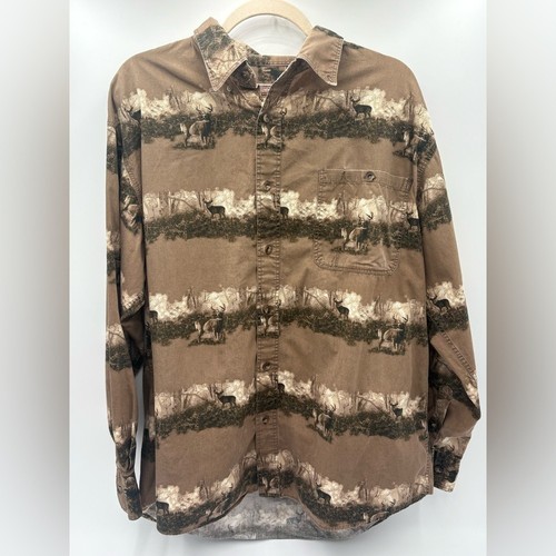 Cabela's Outfitter Series Deer Print Button Down Shirt L