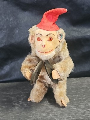 Vintage Max Carl Jolly Cymbal Monkey Circus Stuffed Windup Toy Germany Works