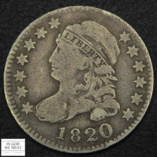 1820 Large 0 Capped Bust Silver Dime 10C