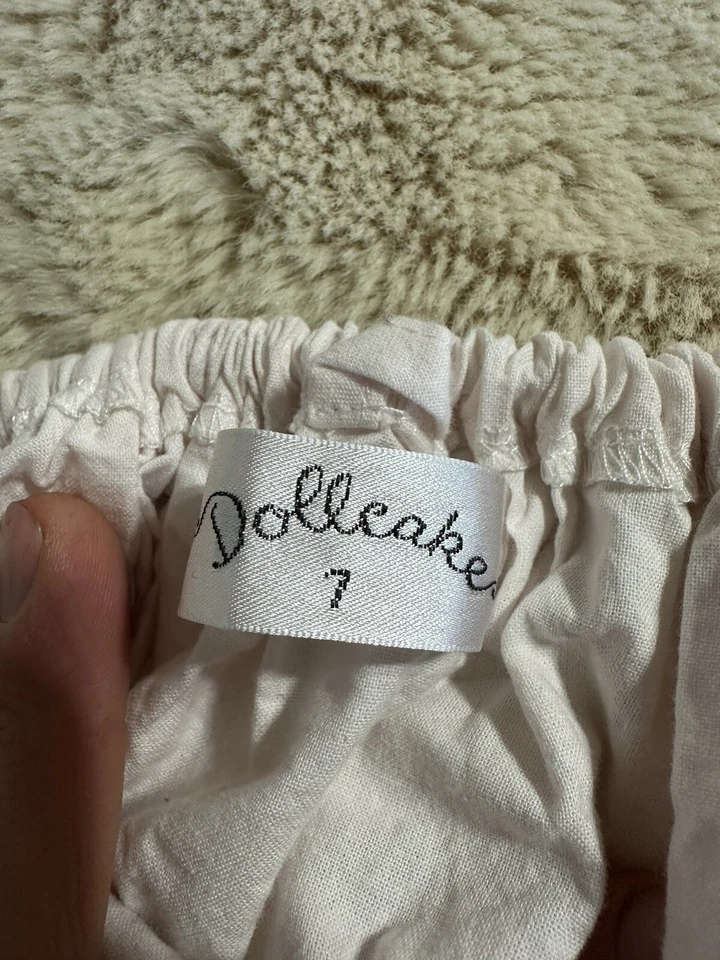 Vestido Muñeca Pastel Blanco Niñas Talla 7 Fluido Línea A Volantes Foto 4 de 4