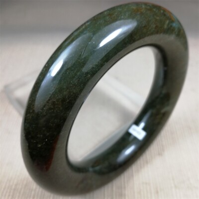 64.3MM Ancient Scarce Ink Green NATURAL HETIAN Jade Jadeite Bracelet Jade Bangle