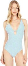 Southern Tide Carmelina Seersucker One-Piece Boat Blue SZ L