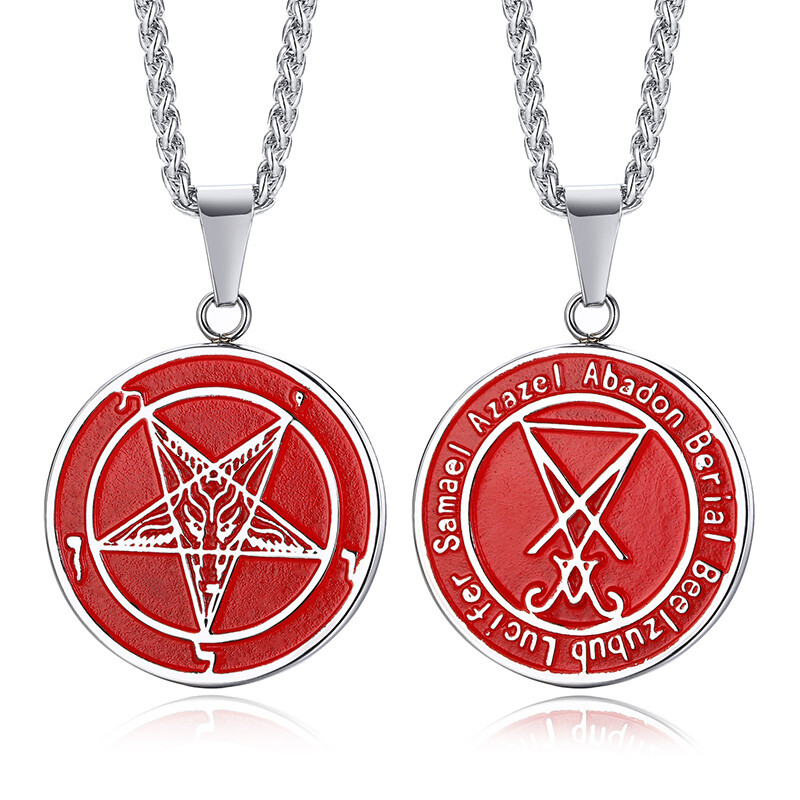 Collana FaithHeart Con Ciondolo Sigillo Di Lucifero In Acciaio Inossidabile 316L, Catena Per Uomo, Colori Argento/nero/oro, Regalo Di Compleanno - 2