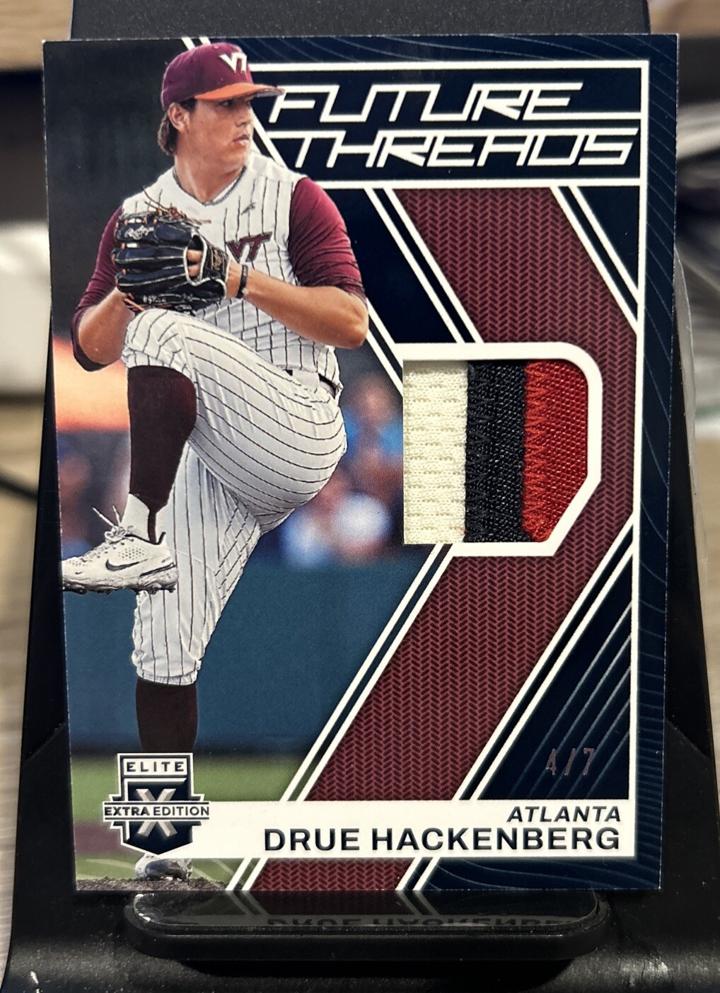 2023 Panini Elite Extra Edition Drue Hackenberg Future Threads Relic 4/7