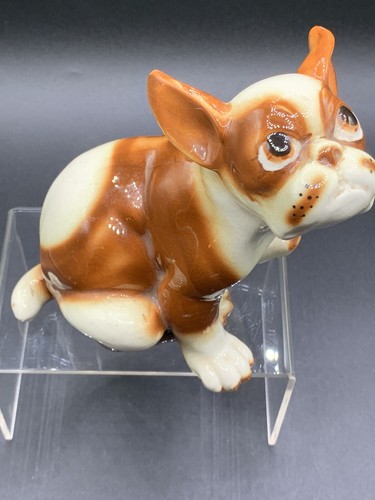 Vintage Kreiss Japan French Bulldog Figurine Sad Eyes Ceramic Dog 6"