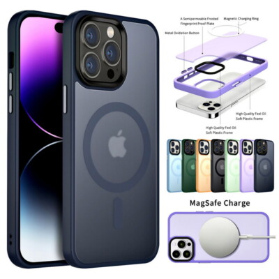 GaoBao Custodia Magnetica Per IPhone 15 Con MagSafe - Design Sottile, Retro Opaco Traslucido, Antiurto Grado Militare, Rosa/Nero - 2