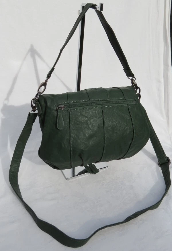 Bolso Bandolera Boho Cuero Vegano Verde Bosque ECOTE Bolso Cartera Pequeño Foto 4 de 4