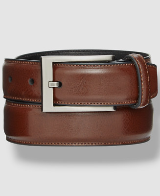 Alfani Men's Brown Leather Feather Edge Stitch Dress Belt Size 36
