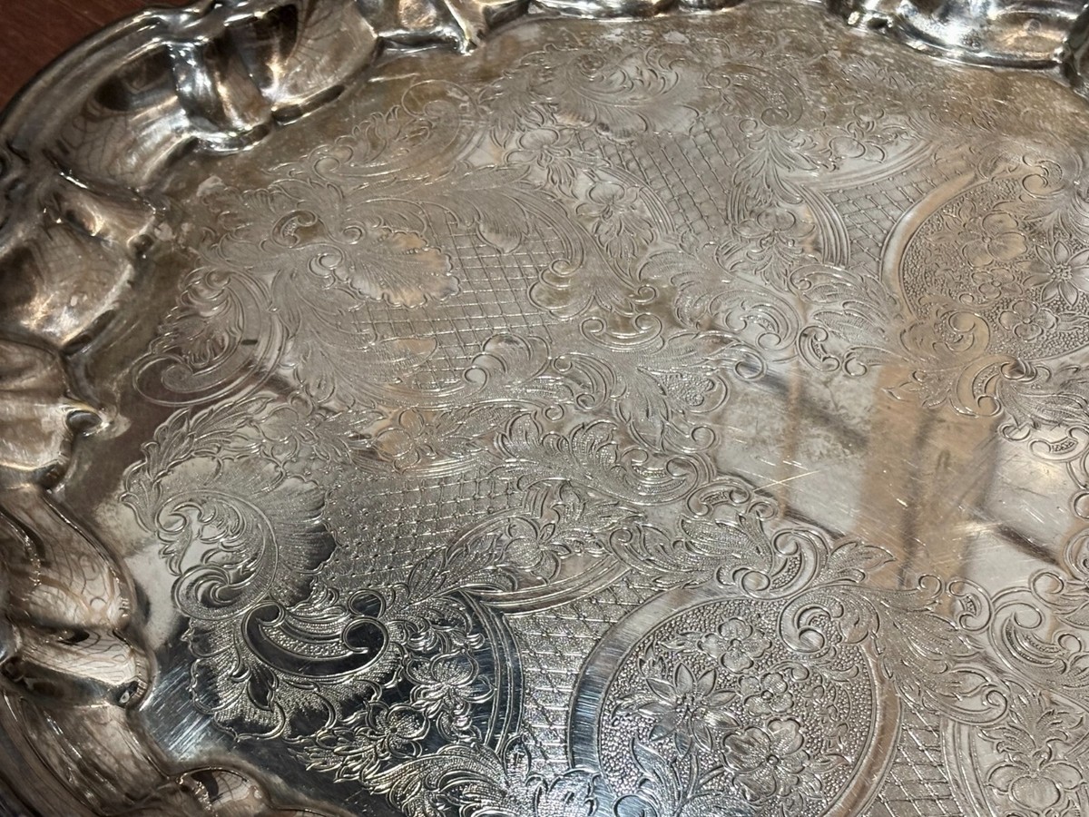 Silver Plated Serving Tray F.B Rogers Silver Co 5737 Floral