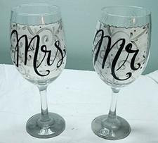 Mrs And Mr Wine Glasses New