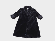 Vtg Olympia Black Long Luxurious Faux Fur Elegant Coat Petite L Made In Usa Nwt