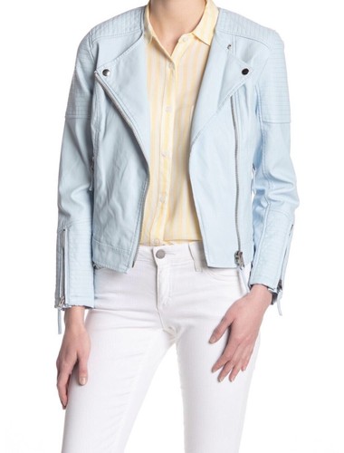 Faux Leather Zip Up Moto Jacket Size 