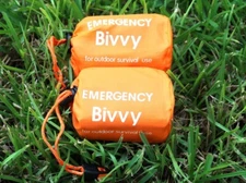 2Pc Emergency Thermal Sleeping Bag,Survival Bivy Camping Hiking Blanket Whistle