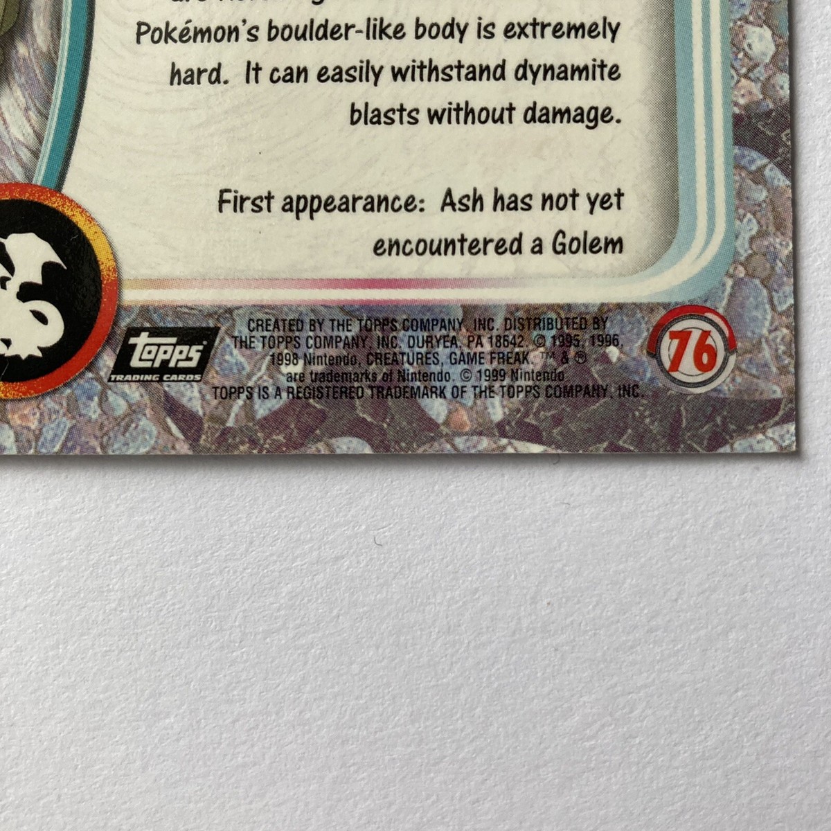 #76 golem pokemon card 1999 Topps #76 Golem Pokemon Official Trading Cards Series 1, Black Logo