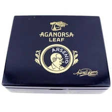 Aganorsa Leaf Arsenio Robusto Empty Wood Cigar Box 7.75" x 6.5" x 2"