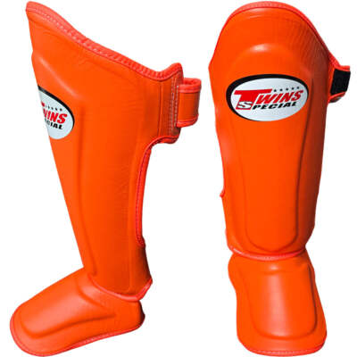 Shin Guards Twins Special SGL-10 Orange Muay Thai Style (Leather