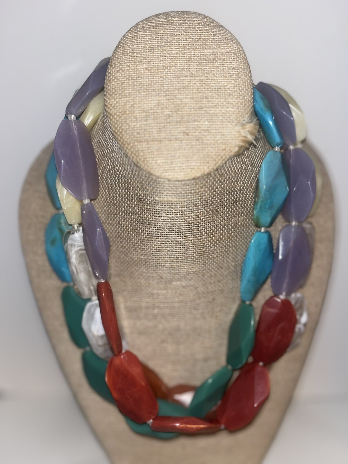 Multi-strand Large Statement Necklace Chunky Bead… - image 1