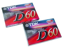 TDK D60 Blank Audio Cassette Tapes Lot of 2 IEC/Type I Normal Bias Sealed New