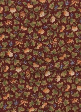2 YDS * 45" * MADE IN USA V.I.P. CRANSTON * FLORAL * ON BURGUNDY