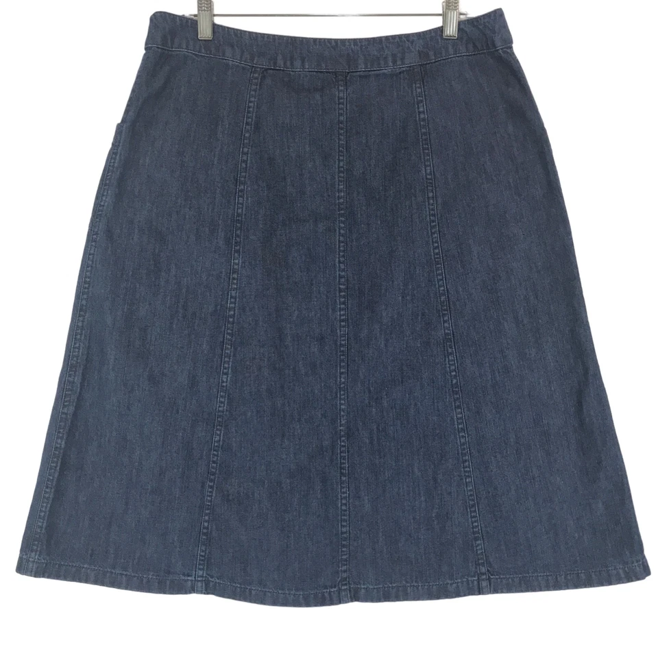 Saia jeans feminina JM Collection com botões 12 (cintura 33 polegadas) azul algodão 2 bolsos - Imagem 2 de 4