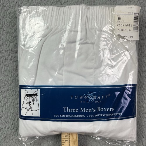 Vintage TownCraft Mens Boxer Shorts 3Pack White Boxers Size 38 eBay