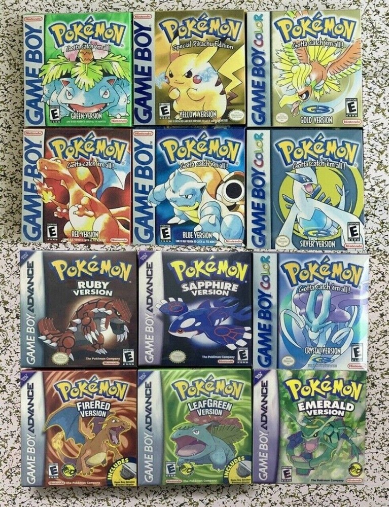 Twelve colors Original Pokemon Game Card -For Gameboy GBC GBA - English Version-
