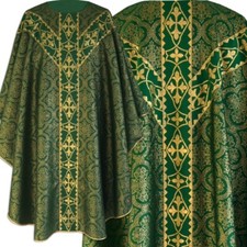 CHASUBLE Semi Gothic style vestment, Green Brocade