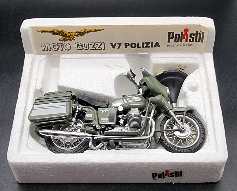 VINTAGE MOTORCYCLE MOTO GUZZI V7 POLIZIA 1/15 POLITOYS/POLISTIL ITALY 1974 W/BOX - Image 2 of 4