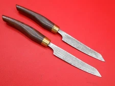 Custom Handmade Damascus Steel Table Knife Rose Wood Handle 2Pcs A186