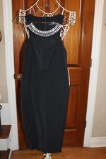 Zara  sleeveless LBD little black dress rhinestone collar halter  L  (bin323)