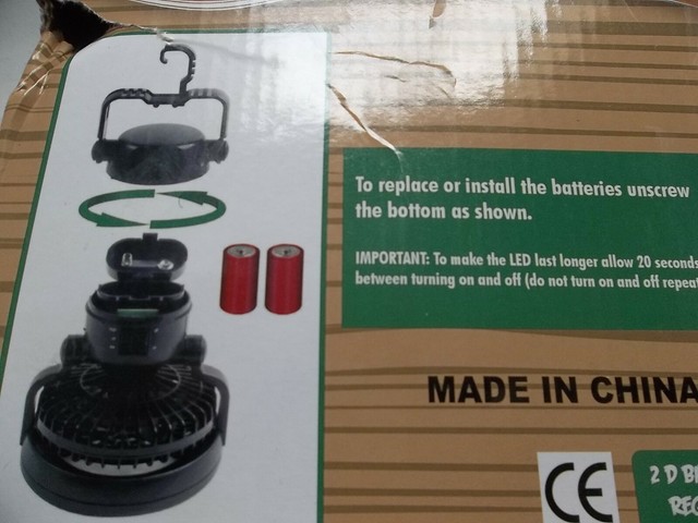 Happy Camper 2-in-1 LED Ceiling Fan for Tent Camping Fishing Hunting