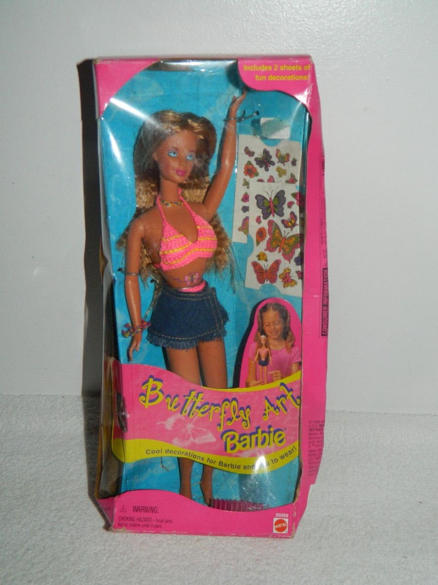 1998 Mattel Butterfly Art Barbie Doll NRFB #20359 Rough Box