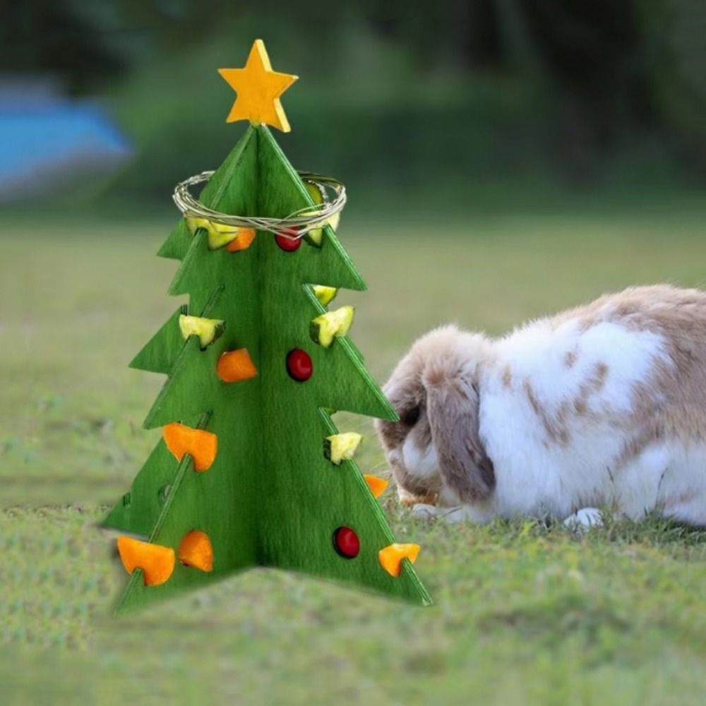 Hamster Rabbit Foraging Interactive Toys Christmas Tree Feeder Pet Feeding  UK