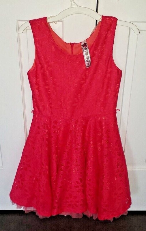 Knitworks Pink and Orange Lace Summer Dress - Girls Size 10