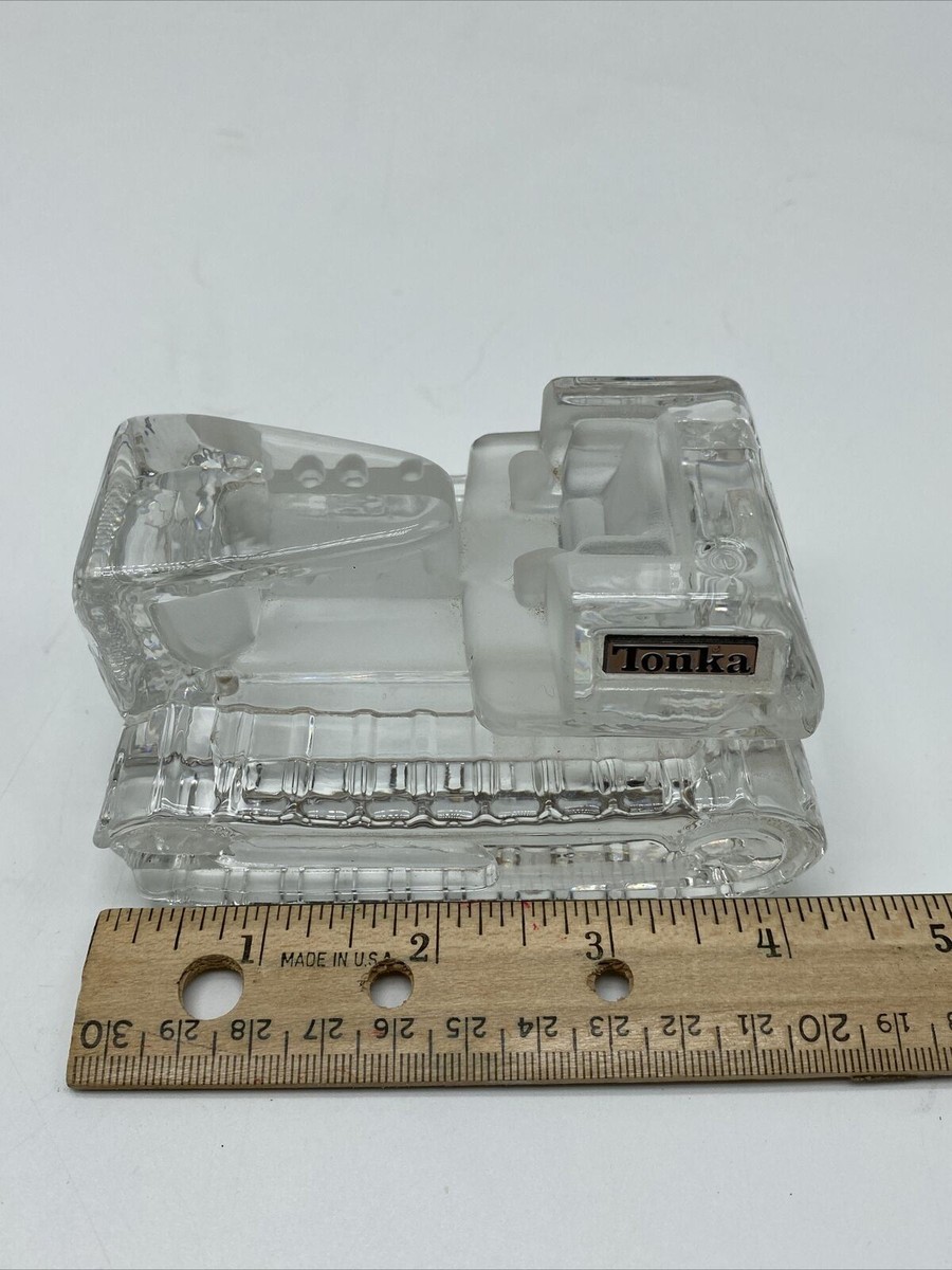 1989 Hofbauer Germany Crystal Tonka Bulldozer Figurine Paperweight