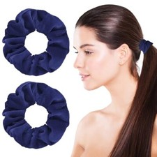 WLLHYF 2 Pcs Pink Velvet Hair Scrunchies Large Size Hair Bands Cute Navy blue