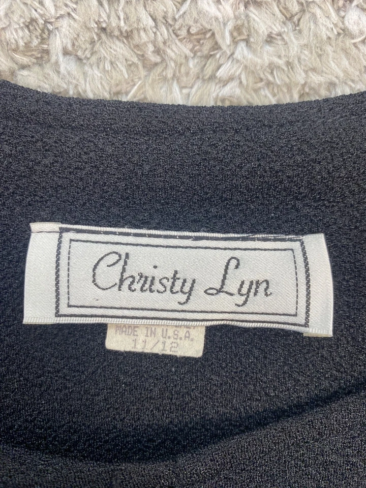 Vestido Suéter De Colección Christy Lynn Para Mujer 11/12 Negro Terry Francés Tela Hecho en EE. UU. Foto 3 de 4