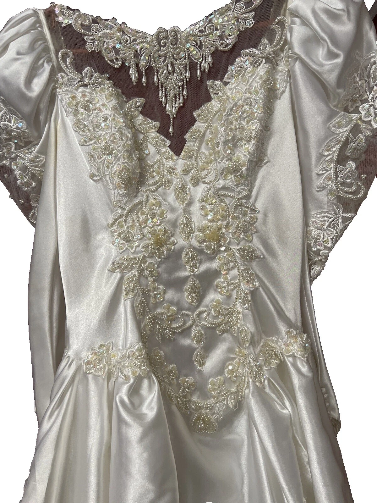 Mescla de Seda lantejoulas Vestidos de Casamento Branco