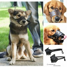 Adjustable Anti   Bite And Tear Pet Dog Soft PU Leather Dog Mouth Mesh Cover