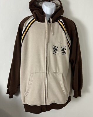 Men's De.Coded Zip up Hooded sweat Jacket Beige brow yellow Size XL De Coded