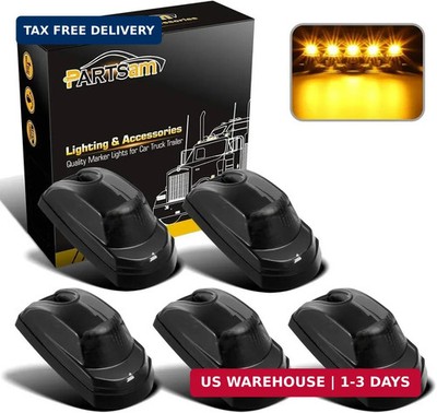 Partsam 5Pcs for F250 F350 F450 Smoke Cab Lights Amber LED Cab Marker Roof Runni