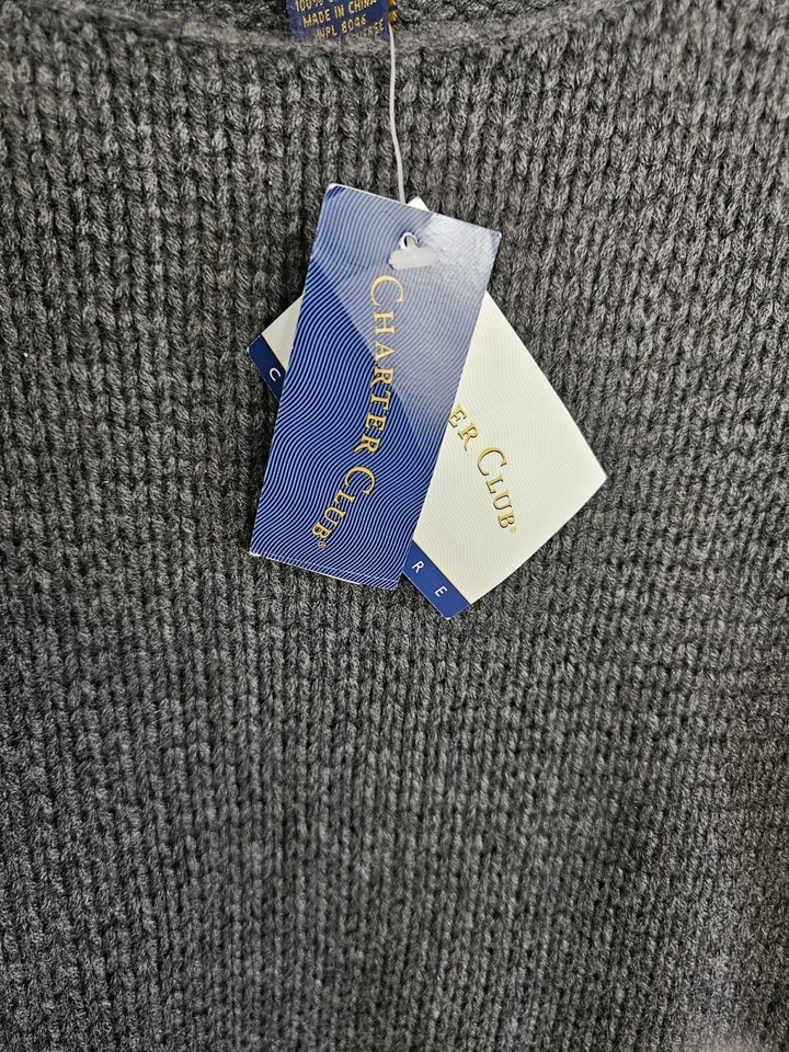 Suéter Charter Club Cashmere M Cuello Redondo Gris 2 Capas Lagenlook 100% Cachemira Foto 3 de 4