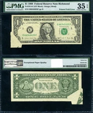 FR. 1914 E $1 1988 Federal Reserve Note ERROR Printed Fold PMG Choice VF35 EPQ