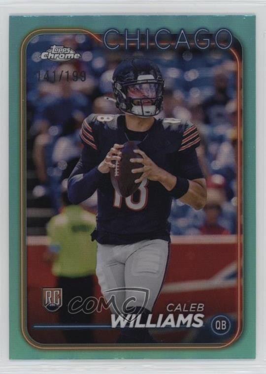 2024 Topps Chrome Rookies Aqua Refractor 141/199 Caleb Williams #202 0x7q