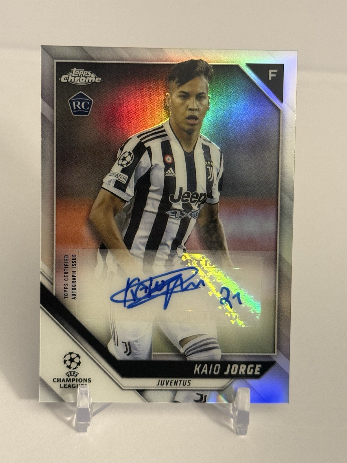 KAIO JORGE 2021-22 Topps Chrome UCL Rookie Refractor Auto #CA-KJ Cruzeiro/Brazil view 3