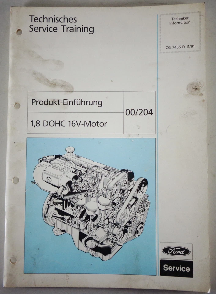Technische Information Service Training Einführung Ford 1,8l DOHC 16V Motor 1991 - Bild 1 von 1